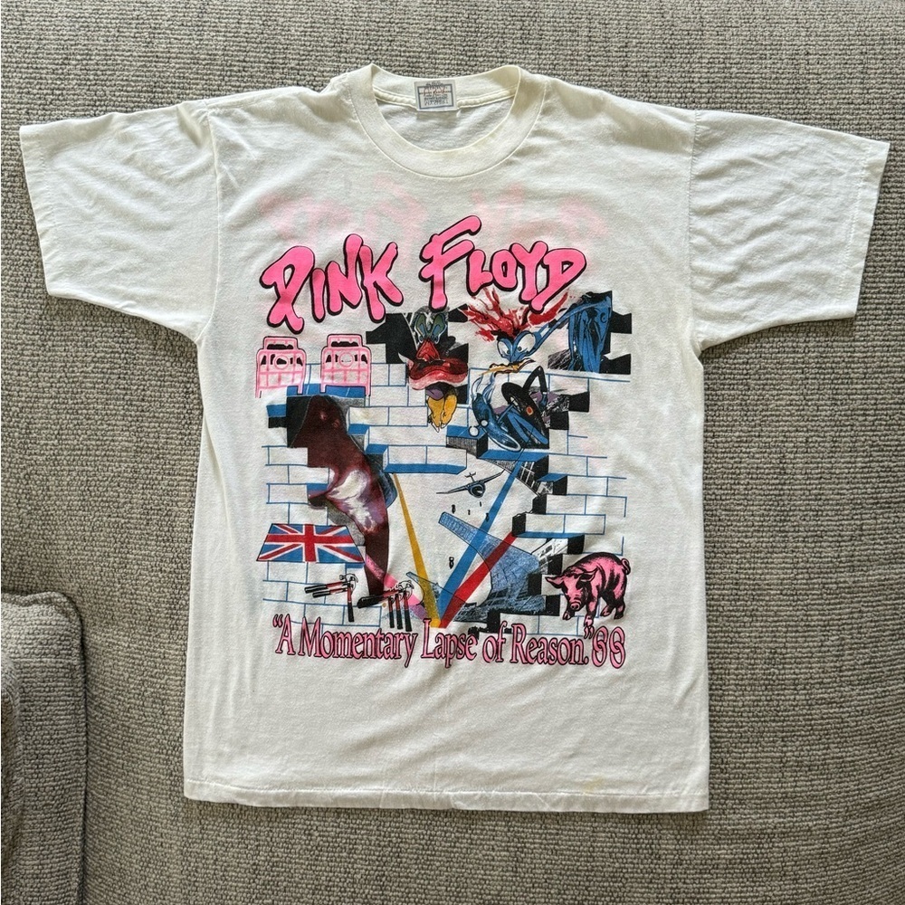 Vintage 1988 Pink Floyd White Momentary Lapse Of Reason Tour T-Shirt Size XL